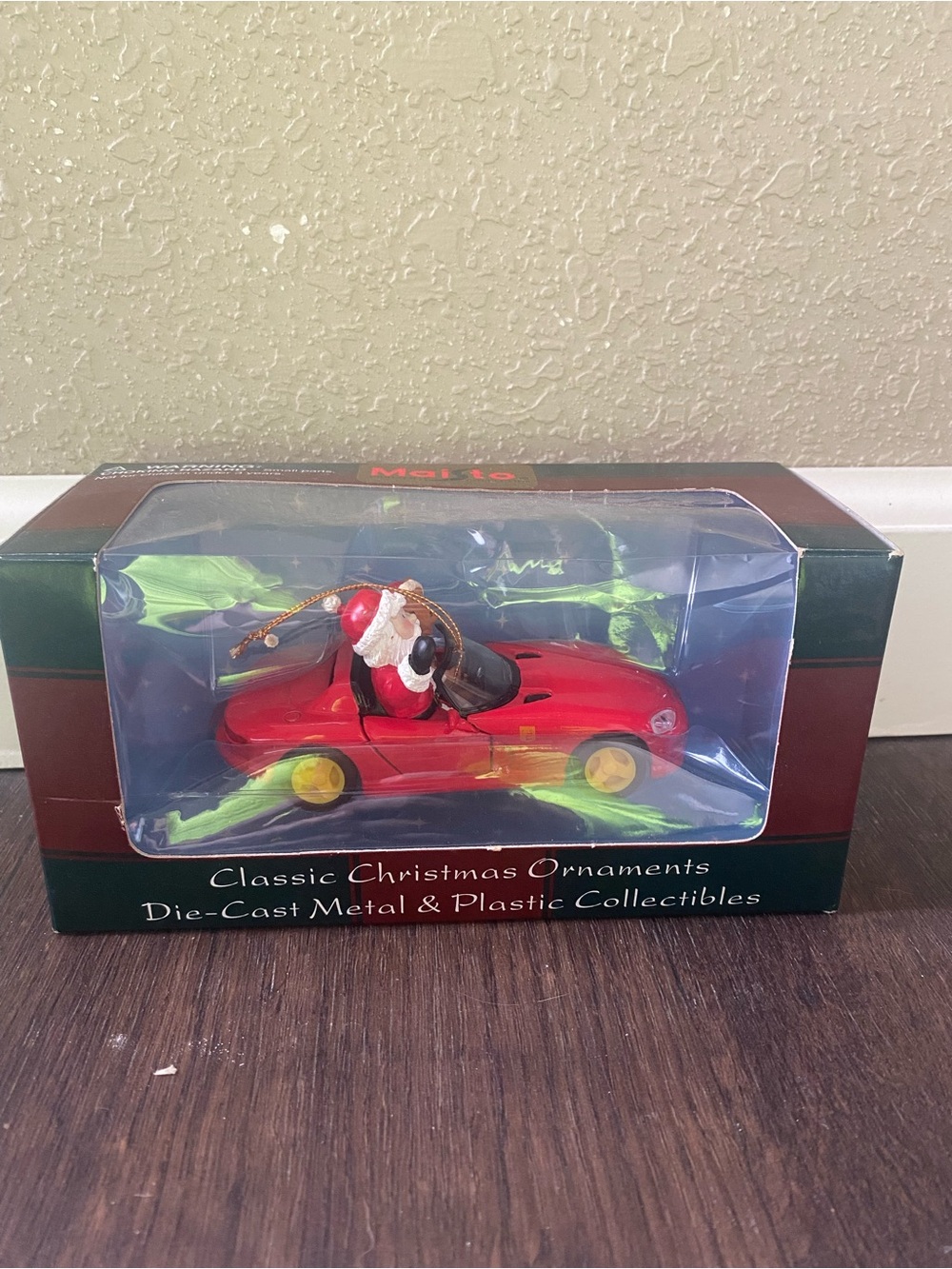 Classic Red Santa Sports Car Christmas Ornament